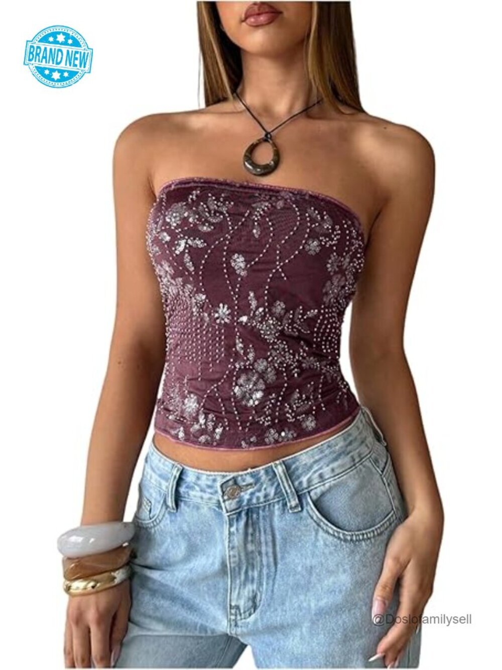 Sequin Strapless Tube Top Backless Crop Bandeau Going Out Top